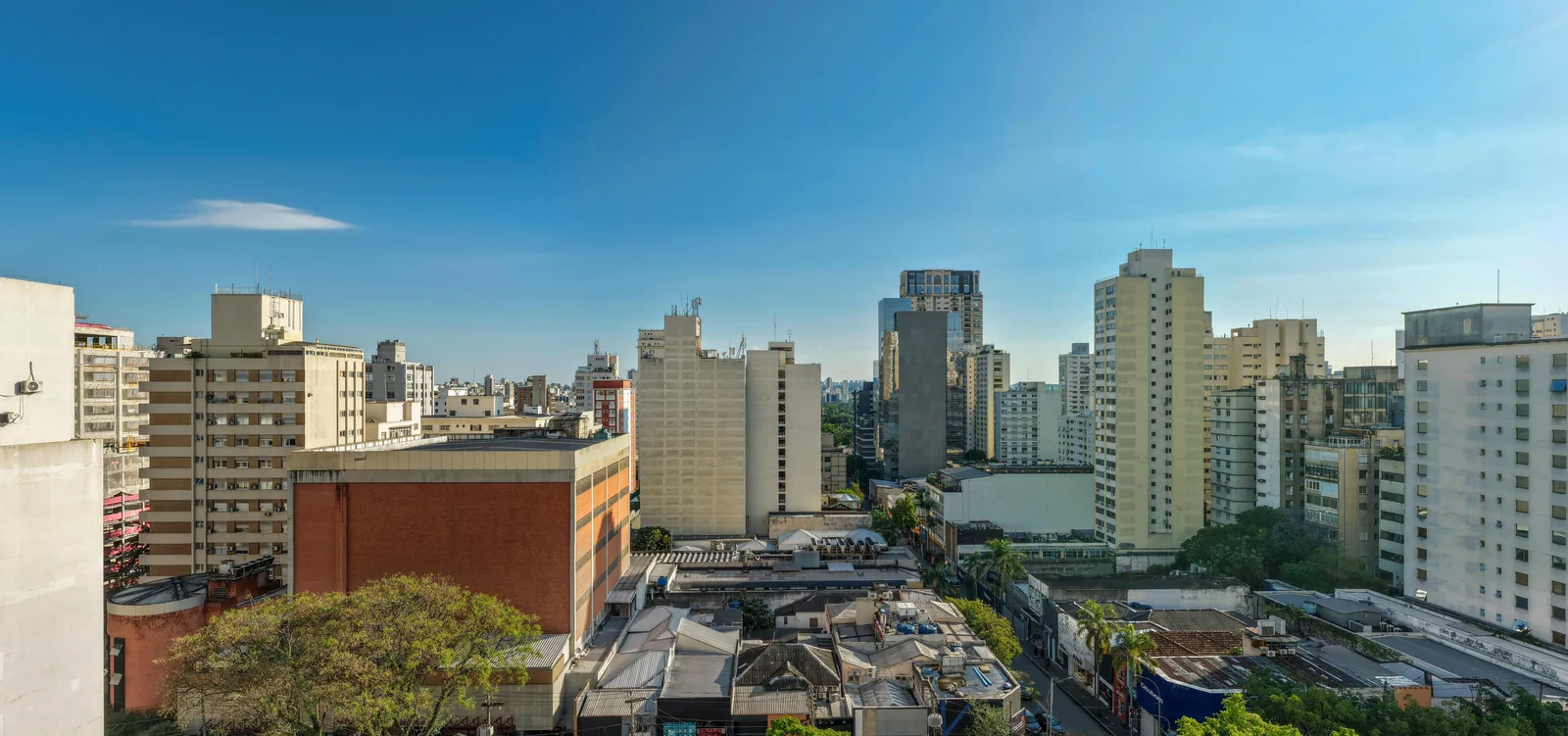 Simulação da vista do 12º andar do Nex One Galeria Jardins para a Alameda Lorena, finais 1 a 5 e 19 a 24 - imagem simulada pela One Innovation