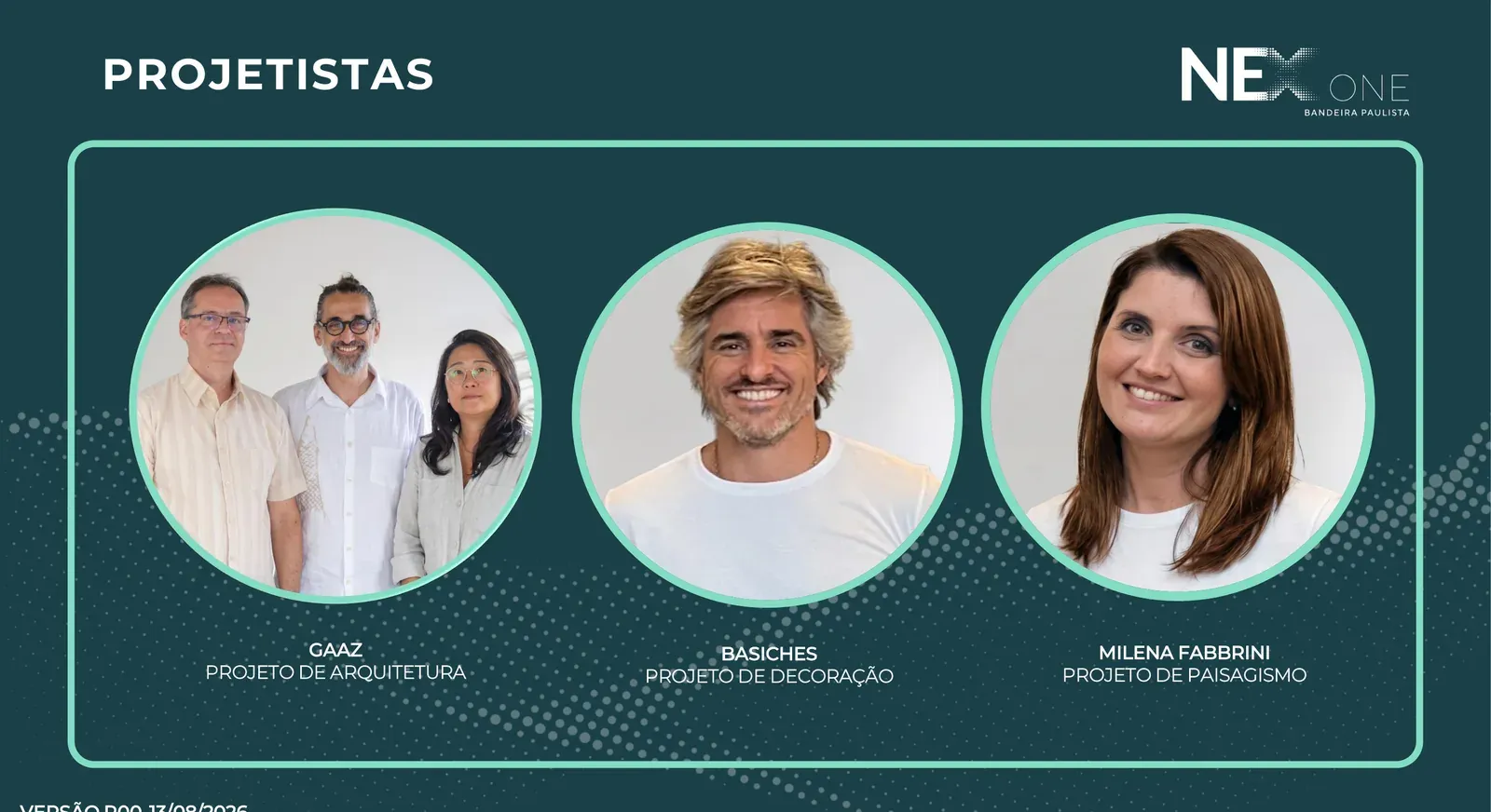 Projetistas do Nex One Bandeira Paulista: One Innovation, GAAZ, Basiches e Milena Fabbrini