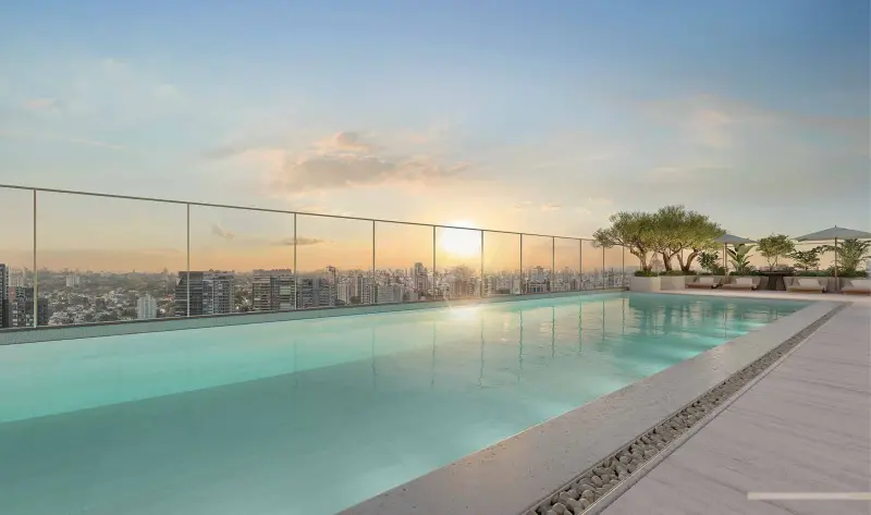 Zen Apartments Cyrela — piscina descoberta, perspectiva ilustrada